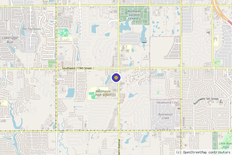 Map showing the location of Revive Clinic in Oklahoma City, OK