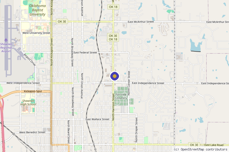 Map showing the location of BellaDerma in Shawnee, OK