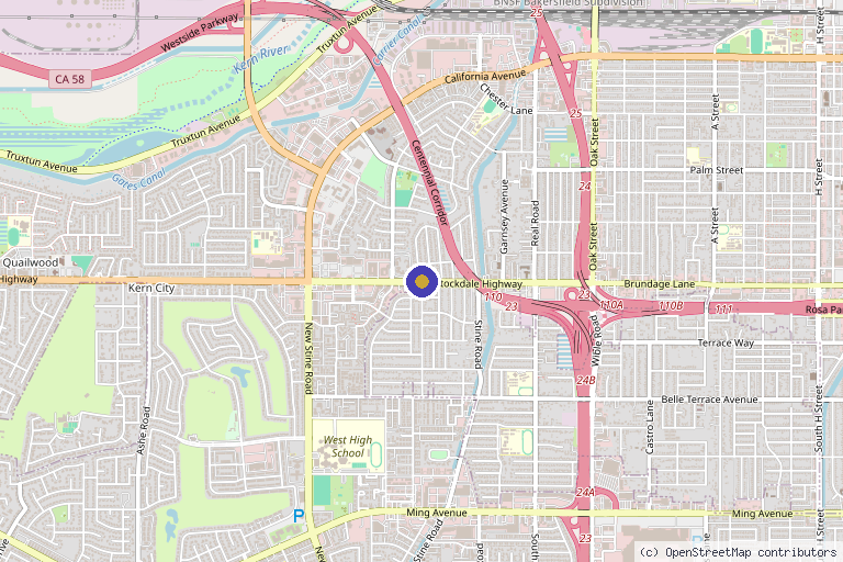 Map showing the location of Anti-Aging & Wellness Center in Bakersfield, CA