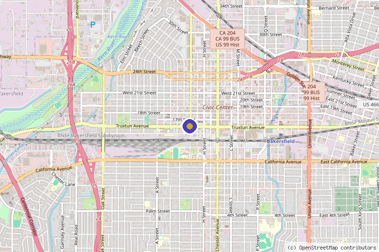 Map showing the location of Richard Scheinberg, M.D. in Bakersfield, CA