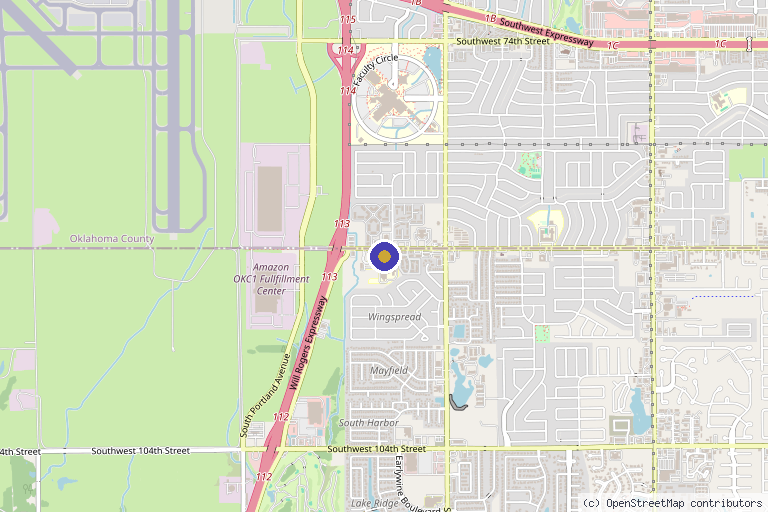 Map showing the location of Longevity OKC in Oklahoma City, OK