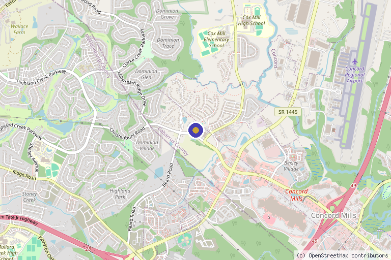 Map showing the location of Apple Blossom Genes in Concord, NC