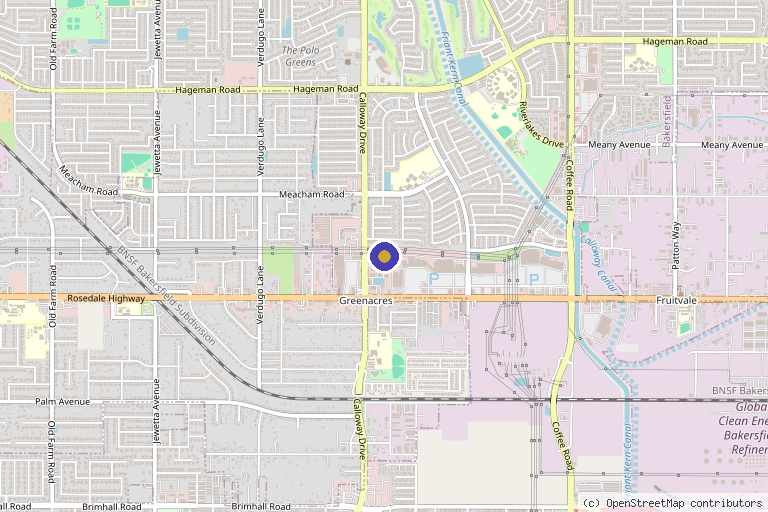 Map showing the location of Monaco Aesthetics and Wellness in Bakersfield, CA