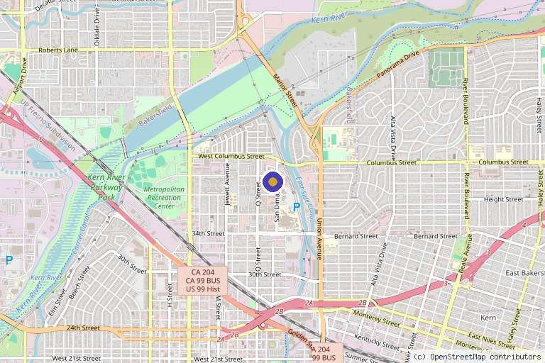 Map showing the location of ReGrow Medical - Hair Restoration & Transplants in Bakersfield, CA