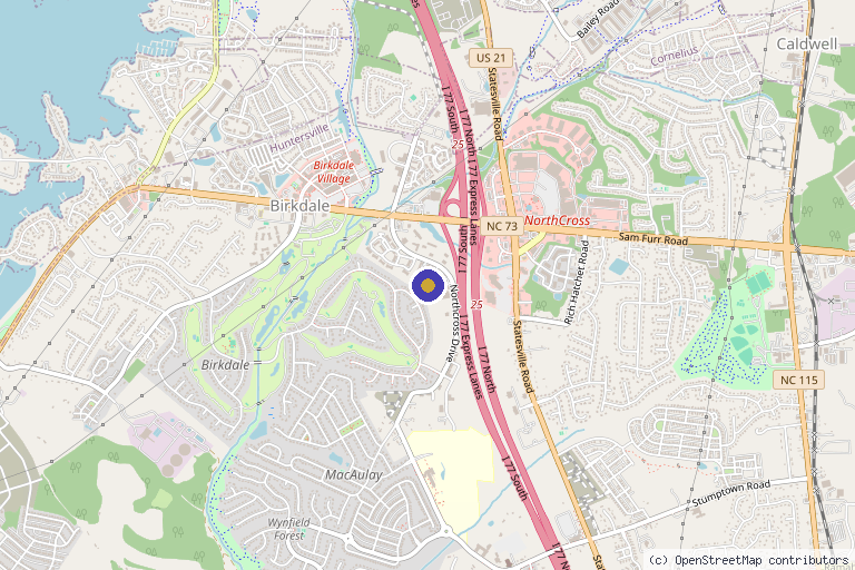 Map showing the location of Benton Integrative Medicine PLLC: Cammy Benton MD in Huntersville, NC