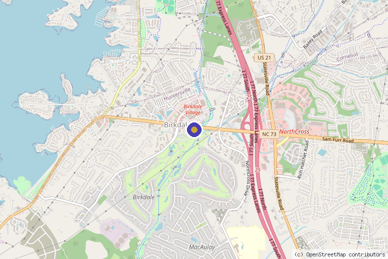 Map showing the location of Lakeside Wellness Solutions in Huntersville, NC