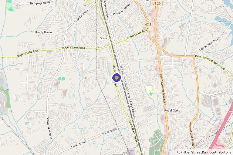 Map showing the location of Hurley HyperHealth in Kannapolis, NC