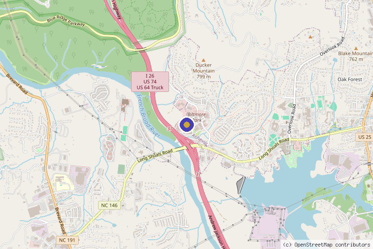 Map showing the location of Dr. Live Long in Asheville, NC