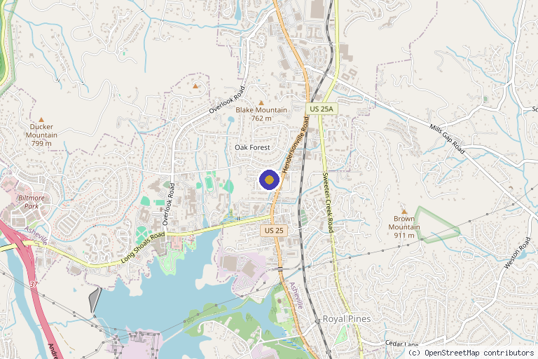 Map showing the location of Blue Sky MD in Asheville, NC