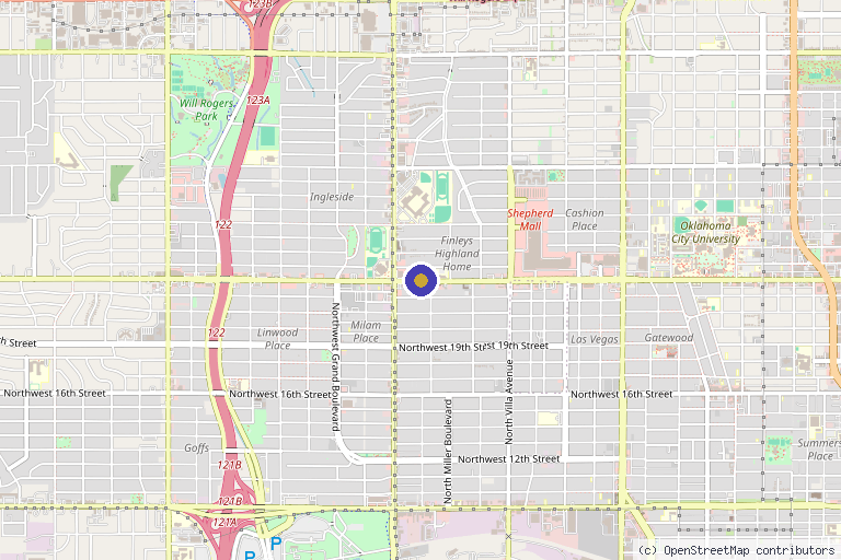 Map showing the location of neoteric stem cell centers in Oklahoma City, OK