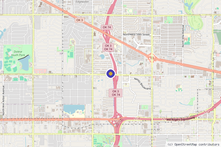 Map showing the location of The Medspa @50th in Oklahoma City, OK