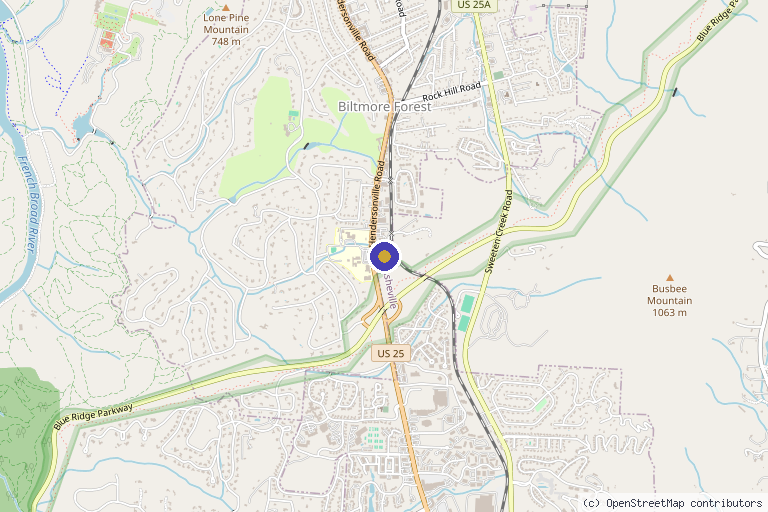 Map showing the location of InVigorate Asheville PA: Linda Dula, DO in Asheville, NC