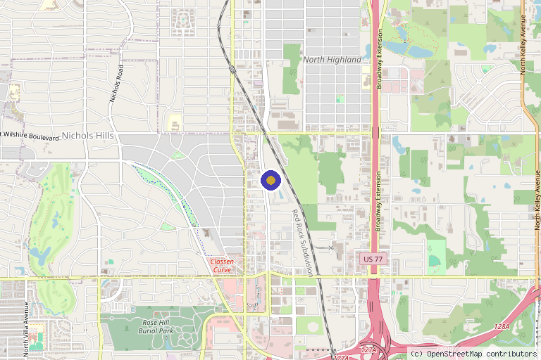 Map showing the location of Bliss Medical Spa in Oklahoma City, OK
