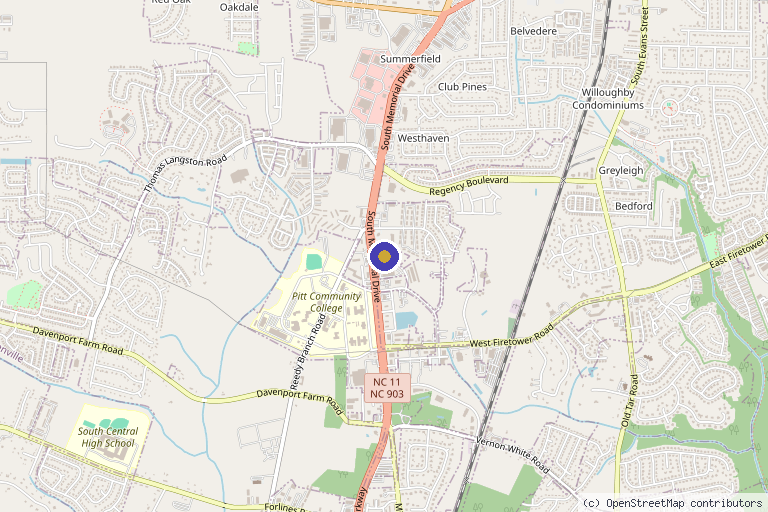 Map showing the location of Alive Wellness & Aesthetics in Winterville, NC