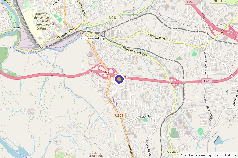 Map showing the location of Harpe Laser and Wellness in Asheville, NC