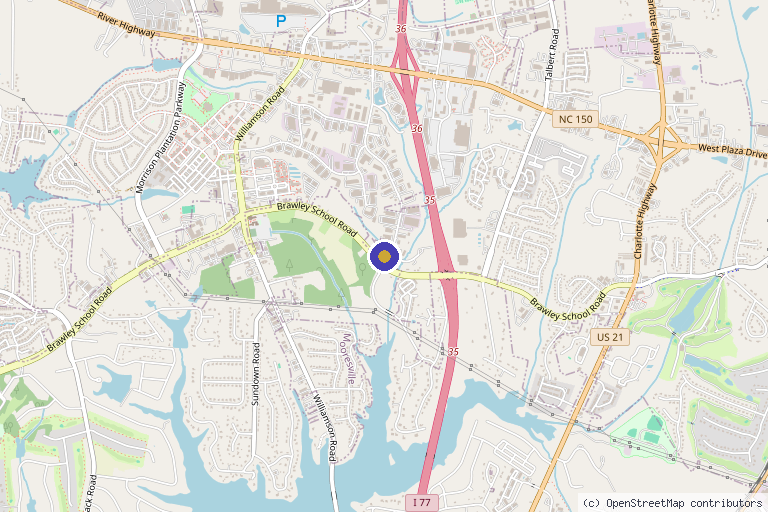 Map showing the location of Opteluxe Wellness in Mooresville, NC