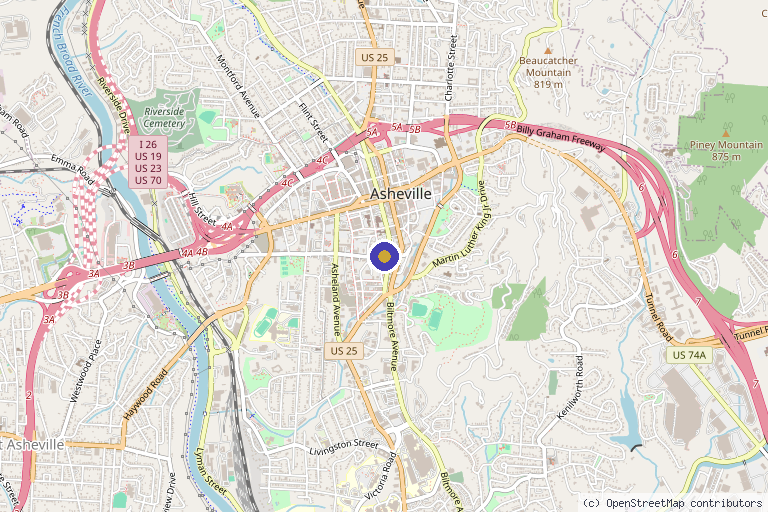 Map showing the location of Evoke Vitality in Asheville, NC