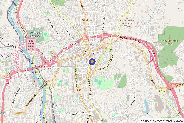 Map showing the location of Avail Aesthetics - Asheville in Asheville, NC