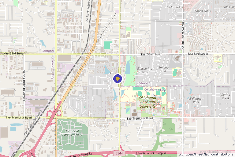 Map showing the location of Anagen Medical Institute in Edmond, OK