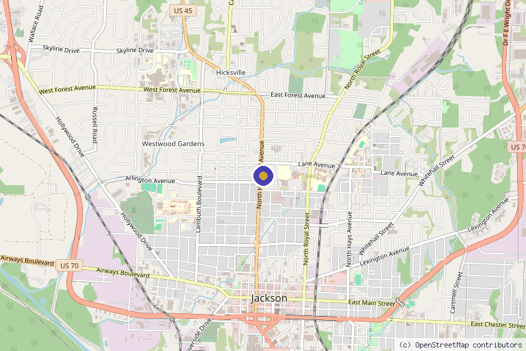 Map showing the location of NovaSkin Laser & Wellness in Jackson, TN in Jackson, TN
