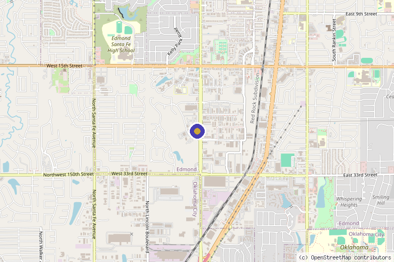 Map showing the location of Highwater Aesthetics & Confidence Co. in Edmond, OK