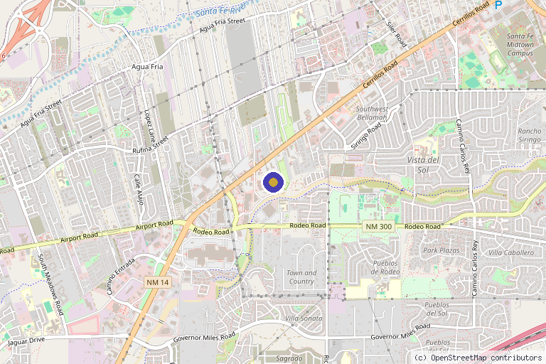 Map showing the location of Skinplicity Spa in Santa Fe, NM