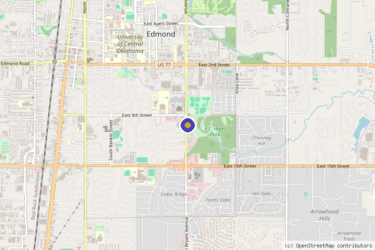 Map showing the location of Elevate IV Hydration in Edmond, OK