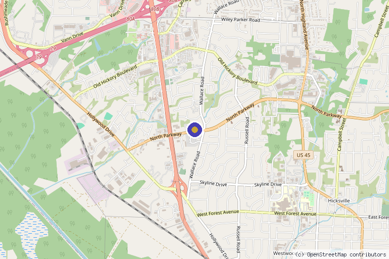 Map showing the location of Plastic Surgery Clinic Jackson in Jackson, TN