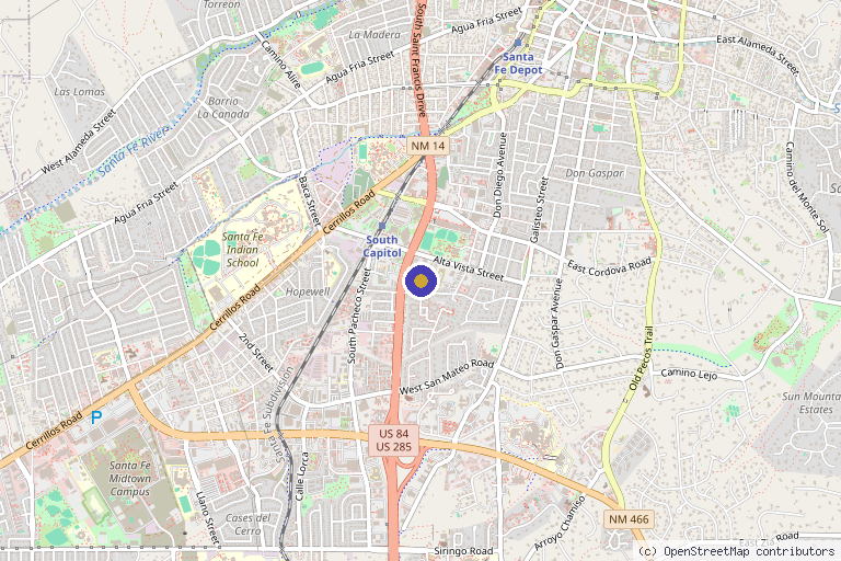 Map showing the location of Santa Fe Skin Vitality in Santa Fe, NM