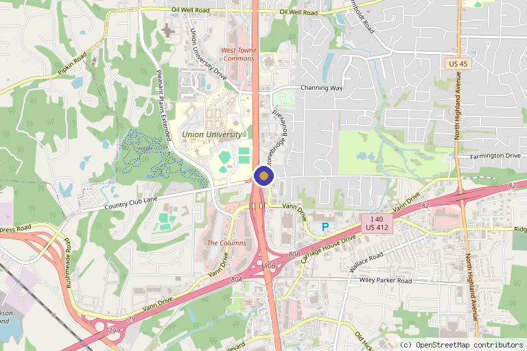 Map showing the location of Spectrum Pain Clinics in Jackson, TN