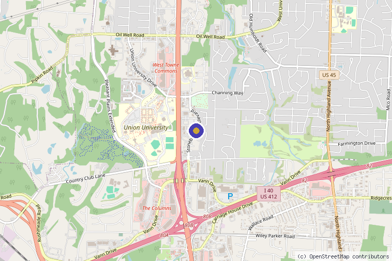 Map showing the location of Elevate Wellness and Medspa in Jackson, TN