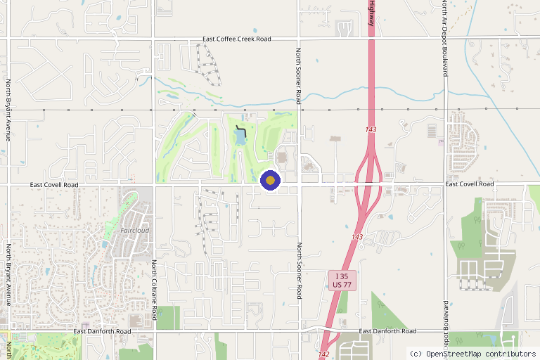 Map showing the location of Dr. Brian Lamkin in Edmond, OK