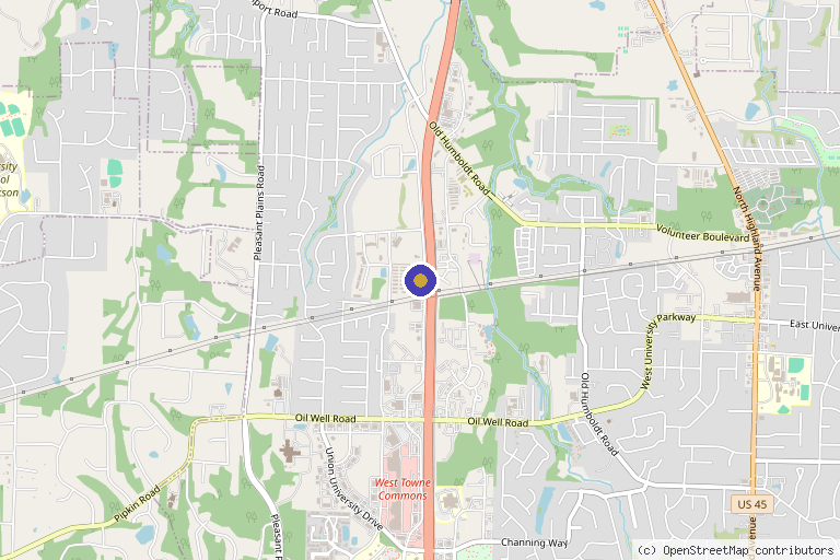 Map showing the location of Halo Med Spa in Jackson, TN