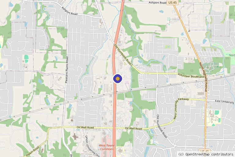 Map showing the location of Beauty to the Bone MedSpa in Jackson, TN