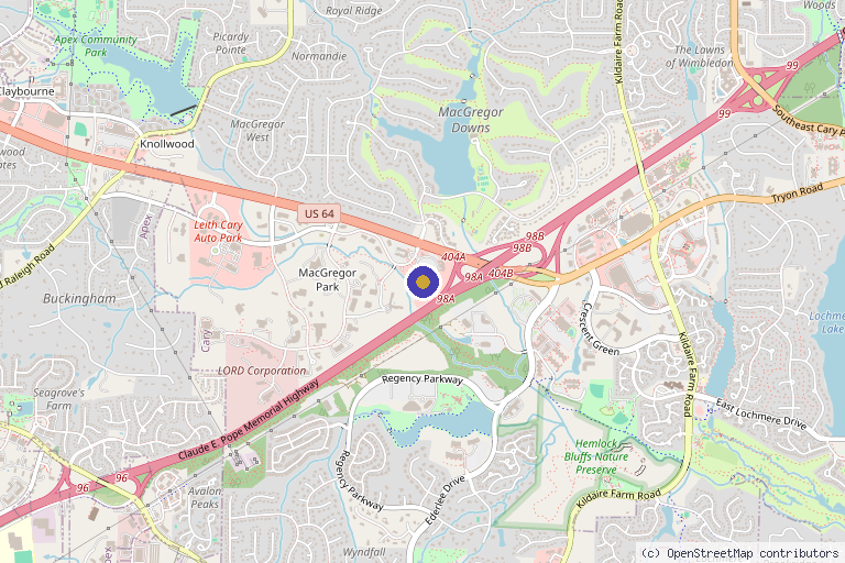 Map showing the location of Oasis Medaesthetics in Cary, NC