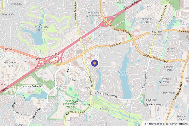 Map showing the location of Cypress Neurology, Spine, and Headache in Cary, NC