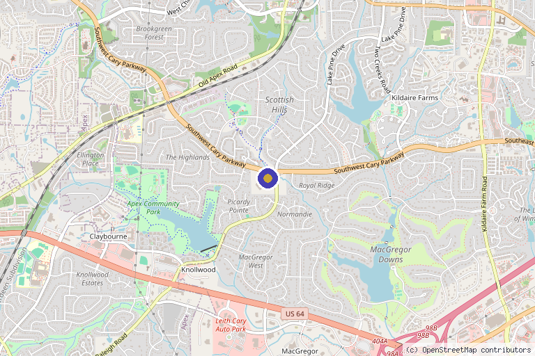 Map showing the location of Resolution Spine and Joint in Cary, NC