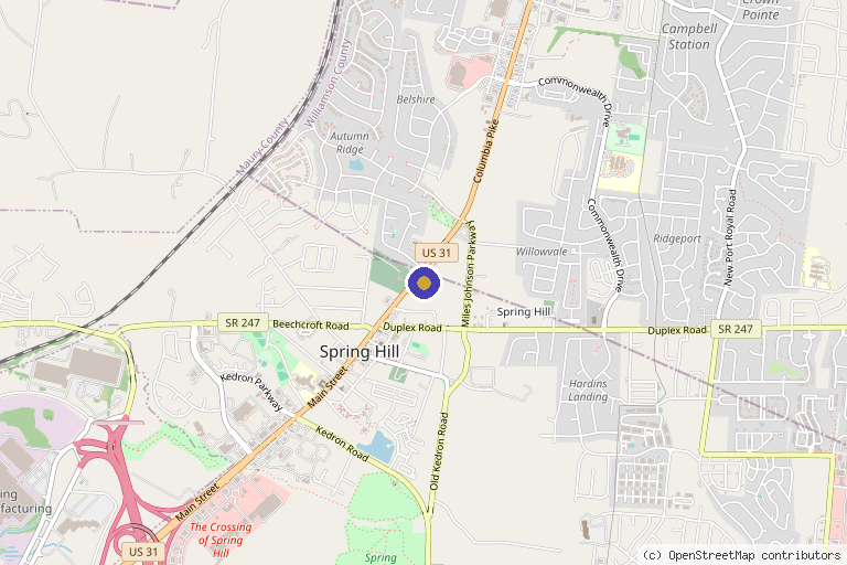 Map showing the location of Recovery Zone in Spring Hill, TN