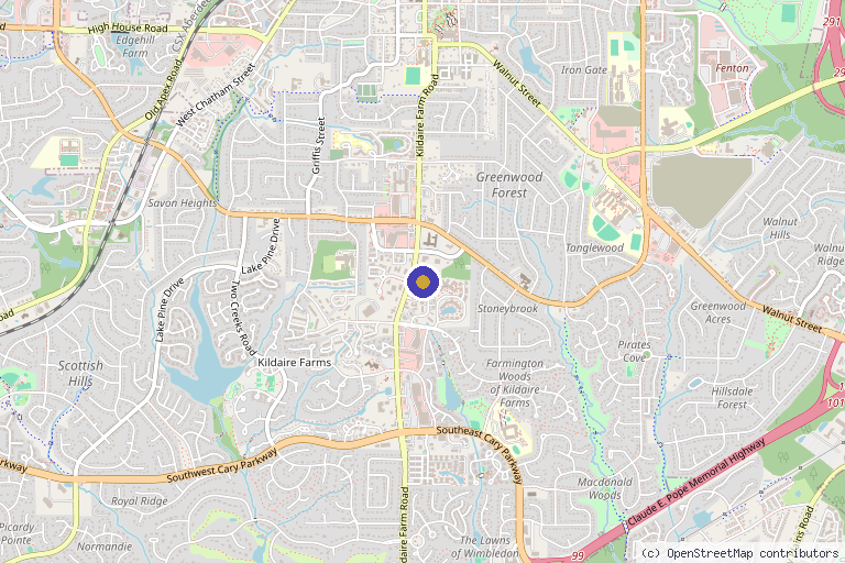 Map showing the location of Vitalize Wellness in Cary, NC