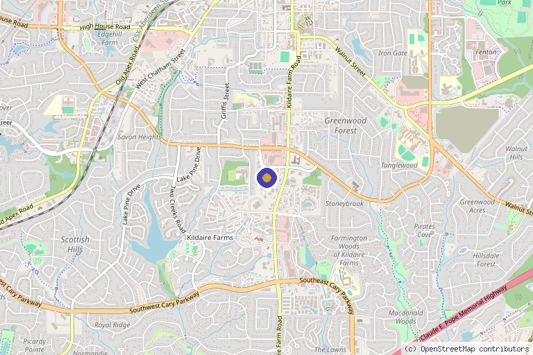 Map showing the location of Ericsson Aesthetics in Cary, NC