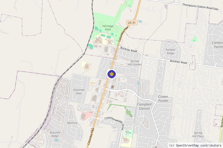 Map showing the location of Catch Salon and Spa in Spring Hill, TN