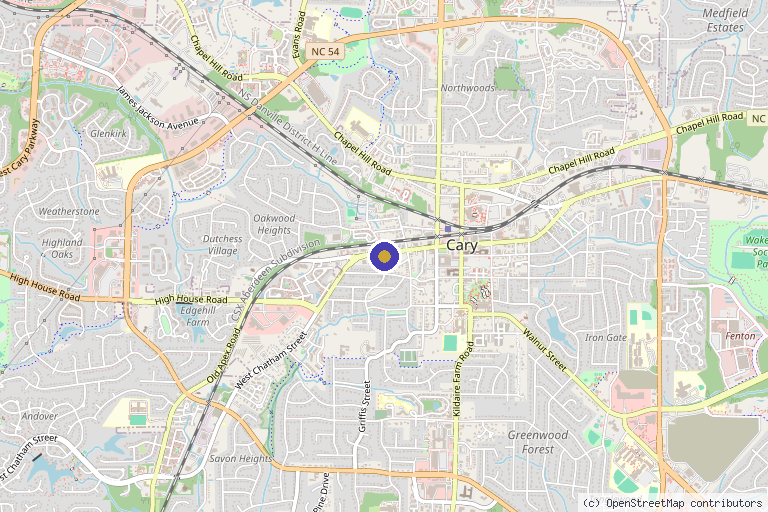 Map showing the location of House of Aesthetics in Cary, NC