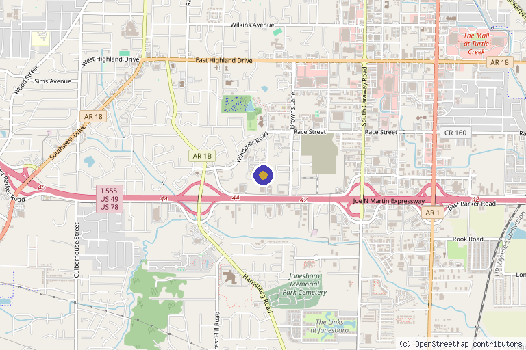 Map showing the location of Rejuvenate NEA in Jonesboro, AR