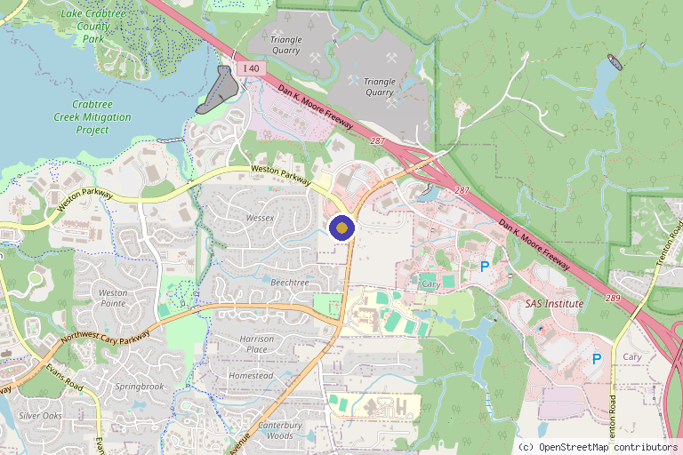 Map showing the location of Hydrate Medical, IV Hydration Cary in Cary, NC