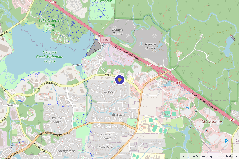 Map showing the location of CARE Plastic Surgery in Cary, NC