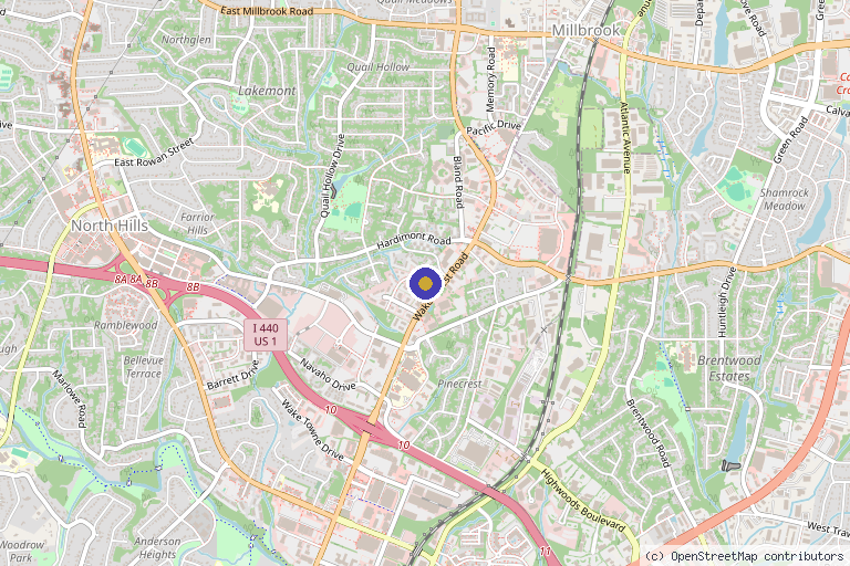 Map showing the location of The Bone and Joint Surgery Clinic in Raleigh, NC