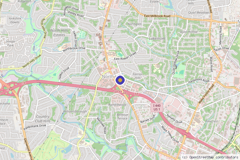 Map showing the location of Elase Medical Spa in Raleigh, NC