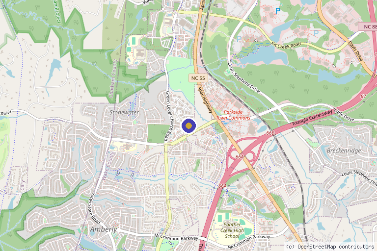 Map showing the location of CLARA Dermatology in Cary, NC