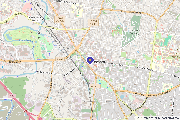 Map showing the location of AWSkinCo+ | Murfreesboro in Murfreesboro, TN
