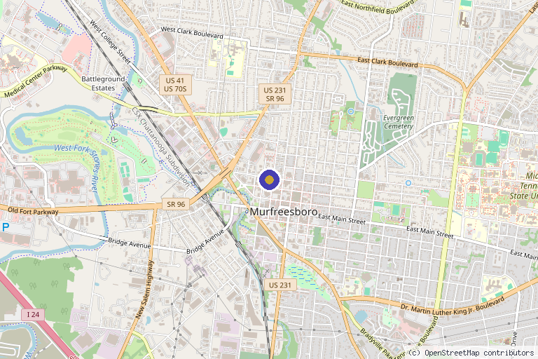 Map showing the location of Ashley McFarland Aesthetics in Murfreesboro, TN
